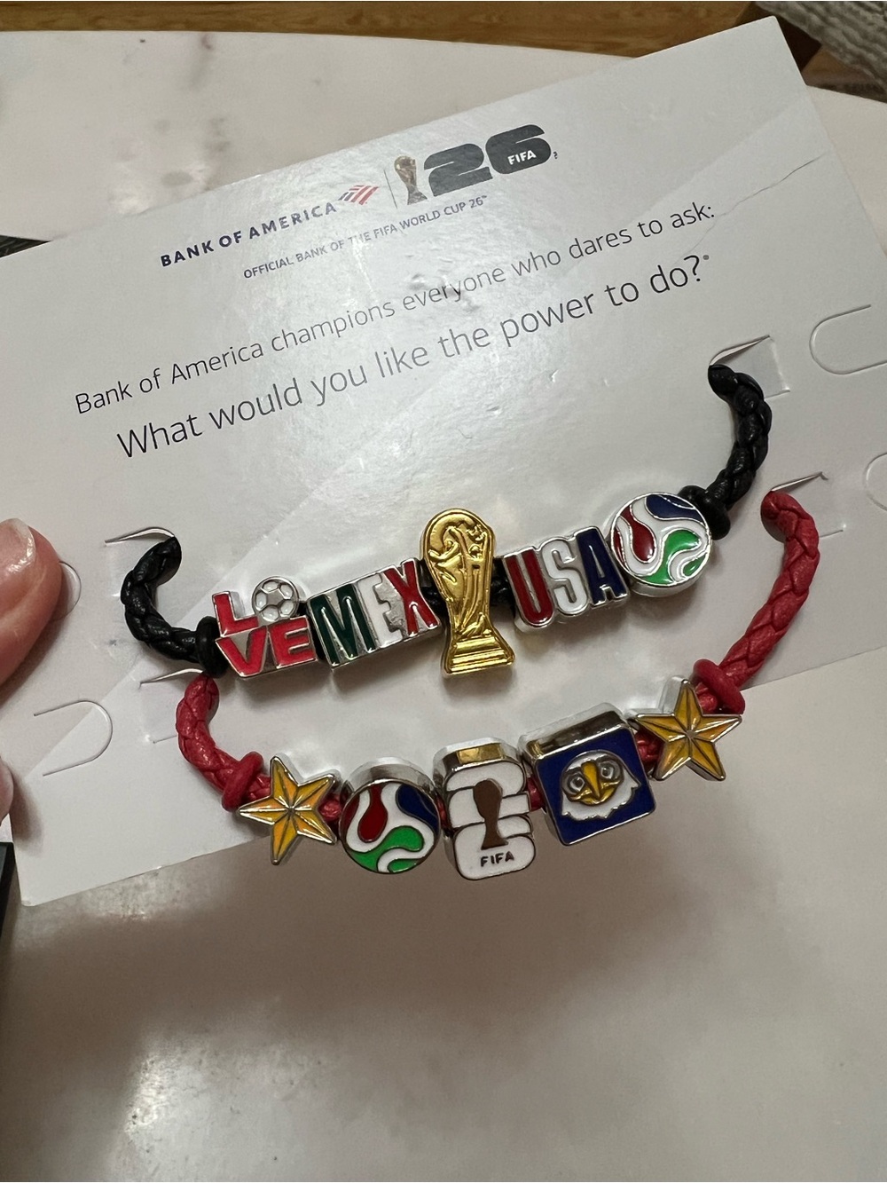 FIFA World Cup Mexico USA Charm Bracelets - Red & Black